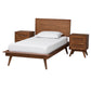 Baxton Studio Melora Mid-Century Modern Walnut Brown Finished Wood and Rattan Twin Size 3-Piece Bedroom Set FredCo