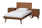 Baxton Studio Melora Mid-Century Modern Walnut Brown Finished Wood and Rattan Twin Size 3-Piece Bedroom Set FredCo