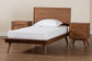 Baxton Studio Melora Mid-Century Modern Walnut Brown Finished Wood and Rattan Twin Size 3-Piece Bedroom Set FredCo