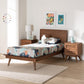 Baxton Studio Melora Mid-Century Modern Walnut Brown Finished Wood and Rattan Twin Size 3-Piece Bedroom Set FredCo
