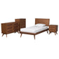 Baxton Studio Melora Mid-Century Modern Walnut Brown Finished Wood and Rattan Twin Size 4-Piece Bedroom Set FredCo