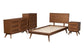 Baxton Studio Melora Mid-Century Modern Walnut Brown Finished Wood and Rattan Twin Size 4-Piece Bedroom Set FredCo