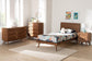 Baxton Studio Melora Mid-Century Modern Walnut Brown Finished Wood and Rattan Twin Size 4-Piece Bedroom Set FredCo