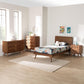 Baxton Studio Melora Mid-Century Modern Walnut Brown Finished Wood and Rattan Twin Size 4-Piece Bedroom Set FredCo
