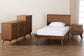 Baxton Studio Melora Mid-Century Modern Walnut Brown Finished Wood and Rattan Twin Size 4-Piece Bedroom Set FredCo