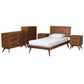 Baxton Studio Melora Mid-Century Modern Walnut Brown Finished Wood and Rattan Twin Size 5-Piece Bedroom Set FredCo