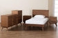 Baxton Studio Melora Mid-Century Modern Walnut Brown Finished Wood and Rattan Twin Size 5-Piece Bedroom Set FredCo