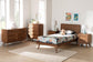 Baxton Studio Melora Mid-Century Modern Walnut Brown Finished Wood and Rattan Twin Size 5-Piece Bedroom Set FredCo