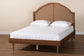 Baxton Studio Mendel Mid-Century Walnut Brown Wood and Rattan Queen Size Platform Bed FredCo