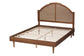 Baxton Studio Mendel Mid-Century Walnut Brown Wood and Rattan Queen Size Platform Bed FredCo