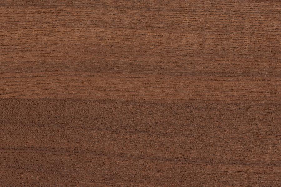 Baxton Studio Mendel Mid-Century Walnut Brown Wood and Rattan Queen Size Platform Bed FredCo