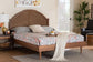Baxton Studio Mendel Mid-Century Walnut Brown Wood and Rattan Queen Size Platform Bed FredCo