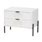 Baxton Studio Merryn Mid-Century Transitional Distressed White Finished Wood and Black Metal 2-Drawer Storage Cabinet FredCo