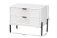 Baxton Studio Merryn Mid-Century Transitional Distressed White Finished Wood and Black Metal 2-Drawer Storage Cabinet FredCo