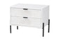 Baxton Studio Merryn Mid-Century Transitional Distressed White Finished Wood and Black Metal 2-Drawer Storage Cabinet FredCo