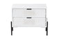 Baxton Studio Merryn Mid-Century Transitional Distressed White Finished Wood and Black Metal 2-Drawer Storage Cabinet FredCo