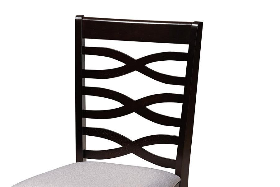 Baxton Studio Mila Modern Grey Fabric and Dark Brown Finished Wood 5-Piece Dining Set FredCo
