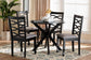Baxton Studio Mila Modern Grey Fabric and Dark Brown Finished Wood 5-Piece Dining Set FredCo