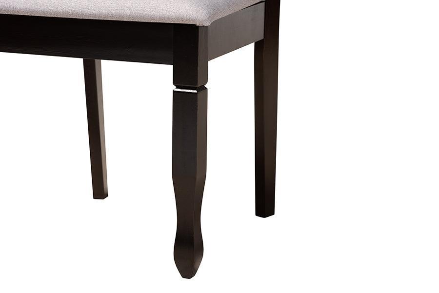 Baxton Studio Mila Modern Grey Fabric and Dark Brown Finished Wood 5-Piece Dining Set FredCo
