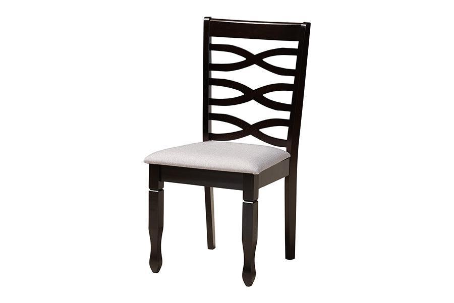 Baxton Studio Mila Modern Grey Fabric and Dark Brown Finished Wood 5-Piece Dining Set FredCo