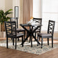Baxton Studio Mila Modern Grey Fabric and Dark Brown Finished Wood 5-Piece Dining Set FredCo