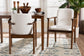 Baxton Studio Miyagi Boucle Upholstered Dining Chair Set of 2- Mid-Century Modern Armchair with Solid Wood Frame and Rounded Backrest, Walnut Brown and White FredCo