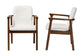 Baxton Studio Miyagi Boucle Upholstered Dining Chair Set of 2- Mid-Century Modern Armchair with Solid Wood Frame and Rounded Backrest, Walnut Brown and White FredCo