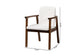 Baxton Studio Miyagi Boucle Upholstered Dining Chair Set of 2- Mid-Century Modern Armchair with Solid Wood Frame and Rounded Backrest, Walnut Brown and White FredCo