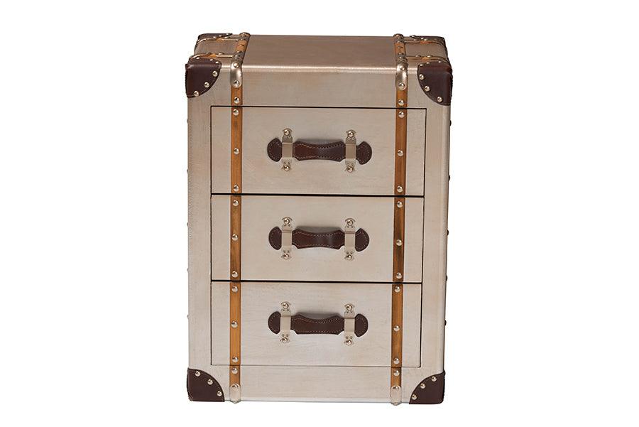 Baxton Studio Naylor Vintage Matte Bronze 3-Drawer Cabinet FredCo