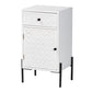 Baxton Studio Nefeli Mid-Century Transitional White Finished Wood and Black Metal 1-Drawer Storage Cabinet FredCo