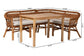 Baxton Studio Nella Modern Bohemian Natural Brown Finished Wood and Rattan 3-Piece Dining Nook Set FredCo