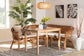 Baxton Studio Nella Modern Bohemian Natural Brown Finished Wood and Rattan 3-Piece Dining Nook Set FredCo