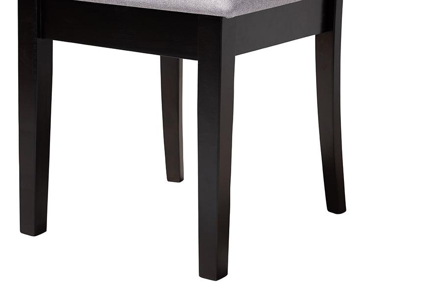 Baxton Studio Nellie Modern Grey Fabric and Dark Brown Wood 5-Piece Dining Set FredCo