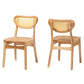 Baxton Studio Nenet Mid-Century Modern Oak Brown Finished Wood and Rattan 2-Piece Dining Chair Set FredCo
