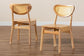 Baxton Studio Nenet Mid-Century Modern Oak Brown Finished Wood and Rattan 2-Piece Dining Chair Set FredCo