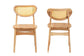 Baxton Studio Nenet Mid-Century Modern Oak Brown Finished Wood and Rattan 2-Piece Dining Chair Set FredCo