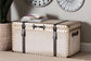 Baxton Studio Nevio Vintage Weathered White Canvas Storage Trunk FredCo