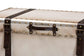 Baxton Studio Nevio Vintage Weathered White Canvas Storage Trunk FredCo