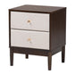 Baxton Studio Nikolai Mid-Century Beige Fabric and Wenge Brown Wood 2-Drawer Nightstand FredCo