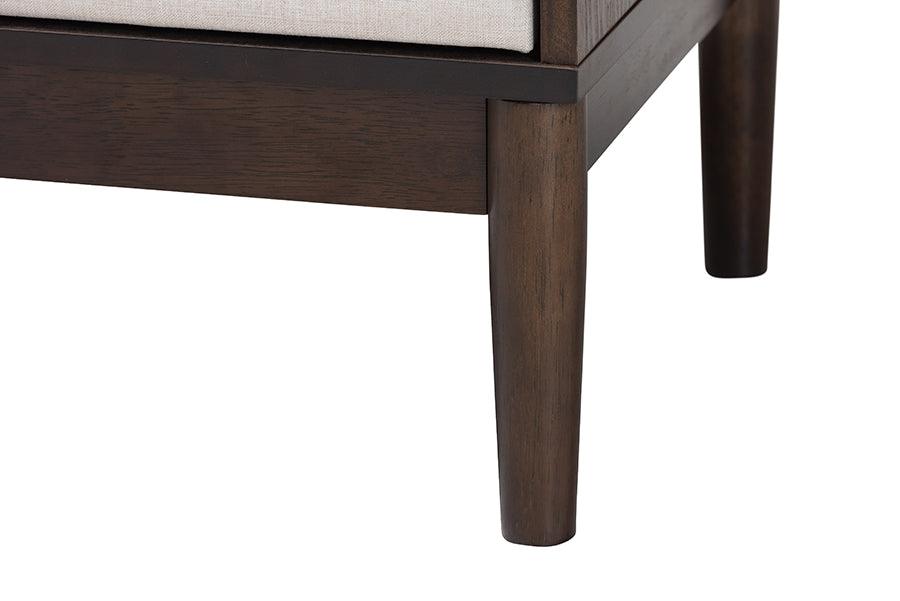 Baxton Studio Nikolai Mid-Century Beige Fabric and Wenge Brown Wood 2-Drawer Nightstand FredCo