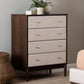 Baxton Studio Nikolai Mid-Century Beige Fabric and Wenge Brown Wood 4-Drawer Chest FredCo