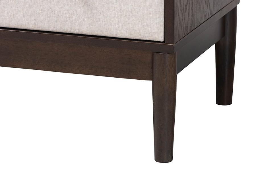 Baxton Studio Nikolai Mid-Century Beige Fabric and Wenge Brown Wood 4-Drawer Chest FredCo