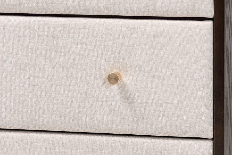 Baxton Studio Nikolai Mid-Century Beige Fabric and Wenge Brown Wood 4-Drawer Chest FredCo
