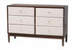Baxton Studio Nikolai Mid-Century Beige Fabric and Wenge Brown Wood 6-Drawer Dresser FredCo