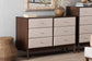 Baxton Studio Nikolai Mid-Century Beige Fabric and Wenge Brown Wood 6-Drawer Dresser FredCo
