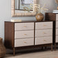 Baxton Studio Nikolai Mid-Century Beige Fabric and Wenge Brown Wood 6-Drawer Dresser FredCo