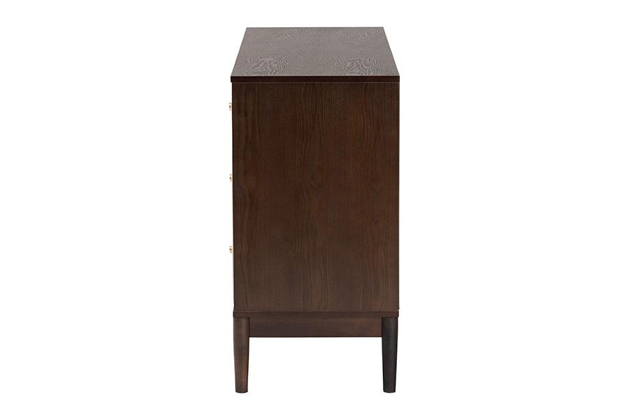 Baxton Studio Nikolai Mid-Century Beige Fabric and Wenge Brown Wood 6-Drawer Dresser FredCo