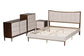 Baxton Studio Nikolai Mid-Century Channel Tufted Beige Fabric and Wenge Brown Wood 4-Piece Queen Bedroom Set FredCo