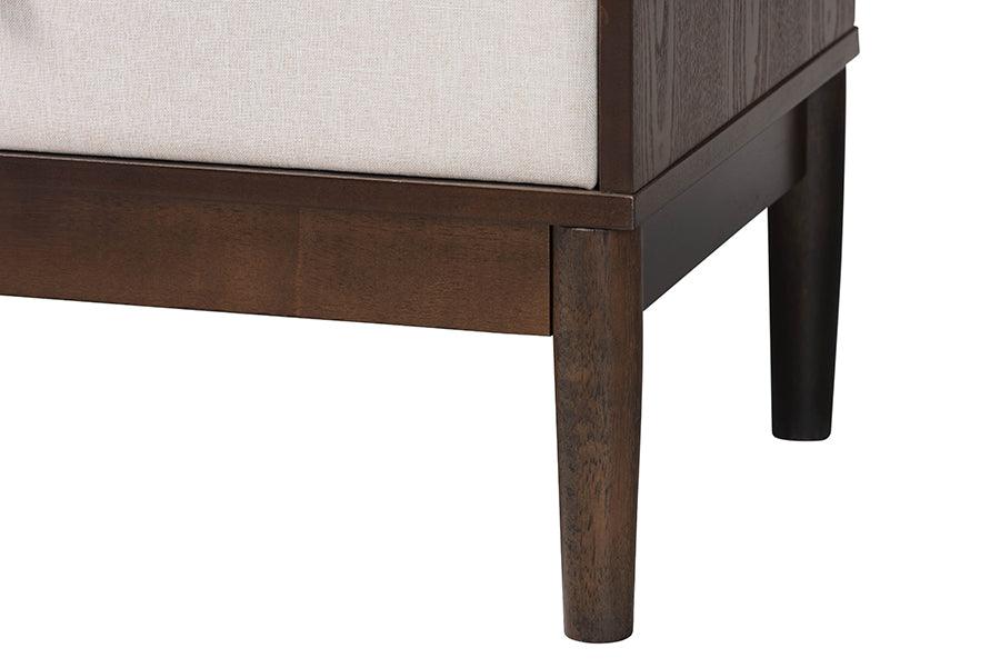 Baxton Studio Nikolai Mid-Century Channel Tufted Beige Fabric and Wenge Brown Wood 5-Piece Queen Bedroom Set FredCo