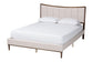 Baxton Studio Nikolai Mid-Century Channel Tufted Beige Fabric and Wenge Brown Wood 5-Piece Queen Bedroom Set FredCo